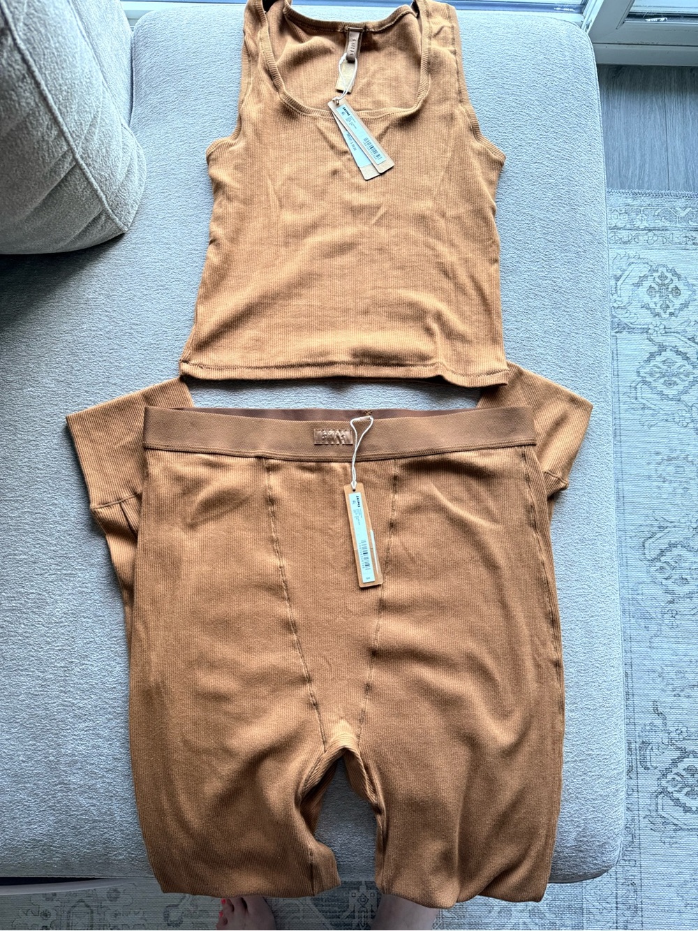 SKIMS Cotton Rib Legging & Tank Set NWT Size XL Color Chai